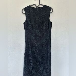 Theory Alessandra Black Lace Sheath Dress Size 2